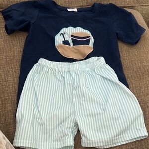 Navy and White Boutique Boy Matching Set